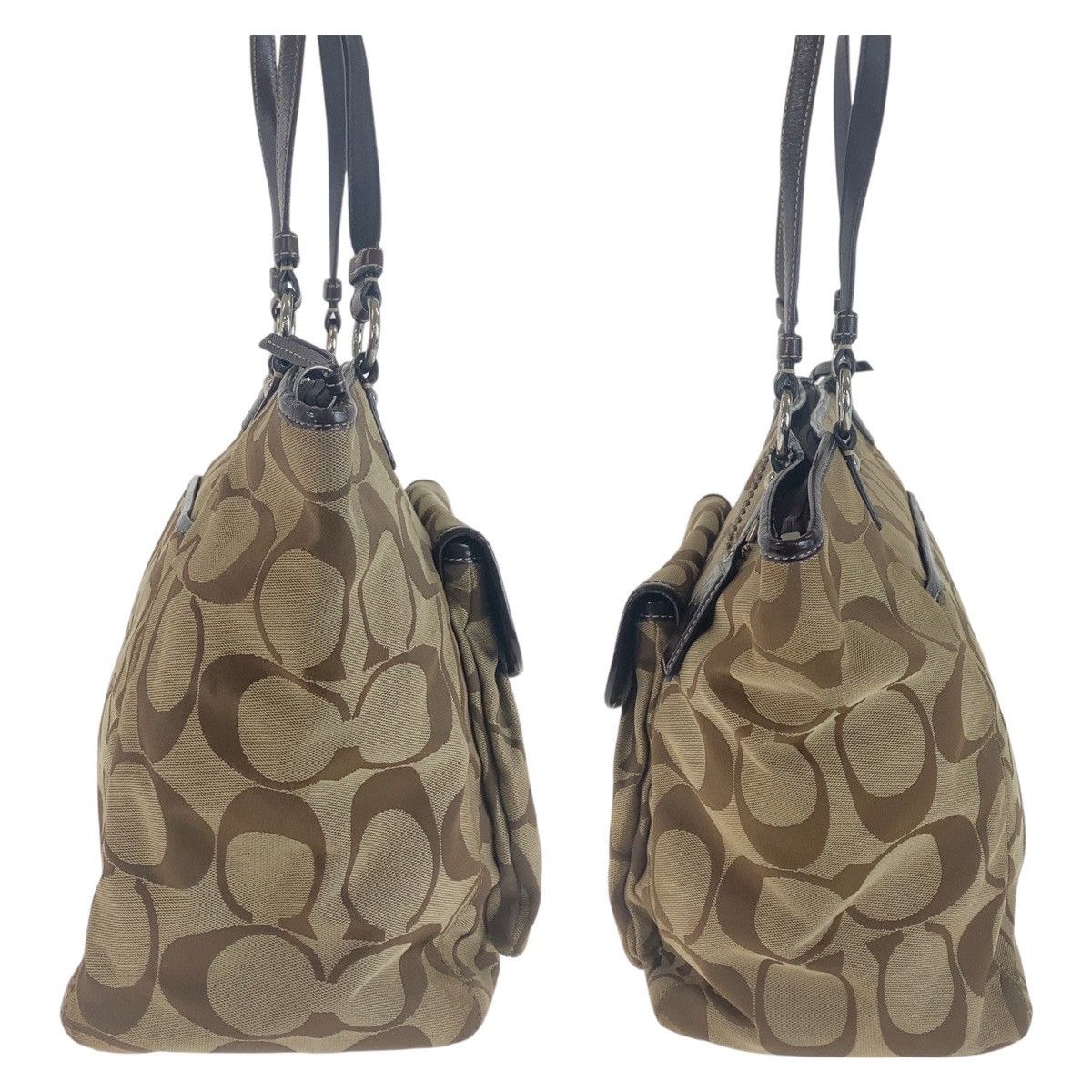 Coach Coach Coach Signature Canvas Leather Tote Bag Canvas Tote Bag 408353 in Very Good Condition Size ONE SIZE - 5 Thumbnail
