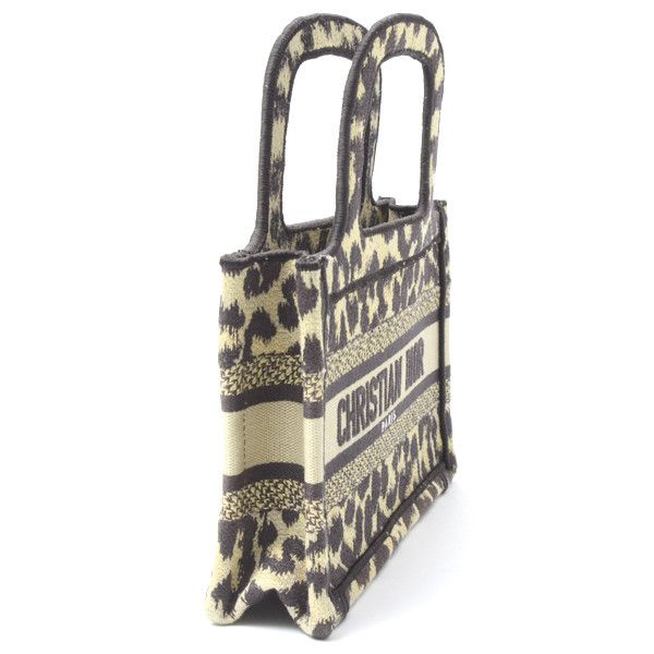 Dior Dior Christian Dior Mini Book Tote Canvas Leopard Canvas Handbag 75443 in Great Condition Size ONE SIZE - 5 Thumbnail