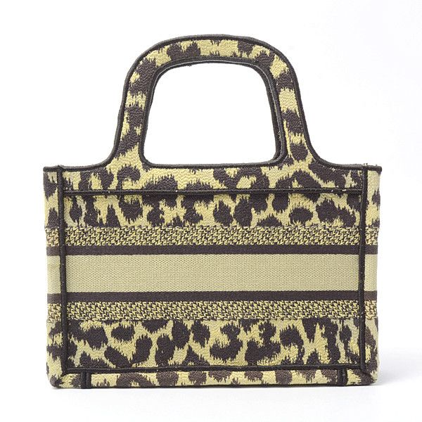 Dior Dior Christian Dior Mini Book Tote Canvas Leopard Canvas Handbag 75443 in Great Condition Size ONE SIZE - 2 Thumbnail