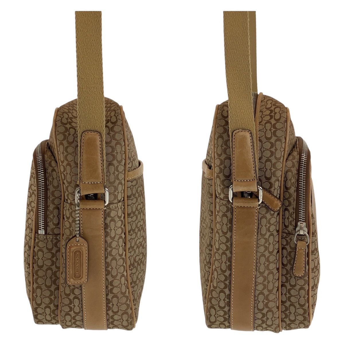 Coach Coach Coach Signature Brown Beige Silver Hardware Canvas Leather Crossbody Bag Canvas Crossbody Bag in Very Good Condition Size ONE SIZE - 5 Thumbnail