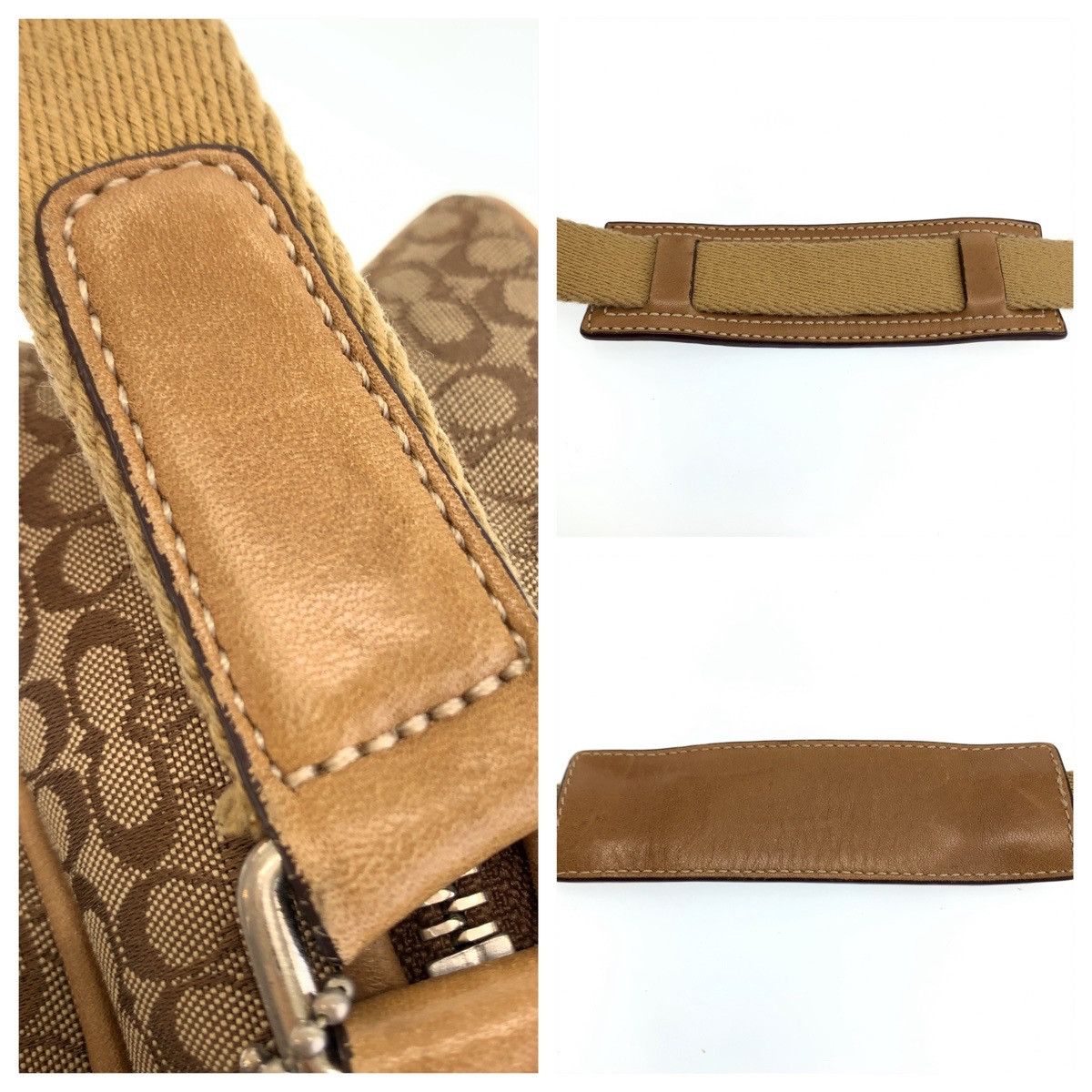 Coach Coach Coach Signature Brown Beige Silver Hardware Canvas Leather Crossbody Bag Canvas Crossbody Bag in Very Good Condition Size ONE SIZE - 8 Thumbnail