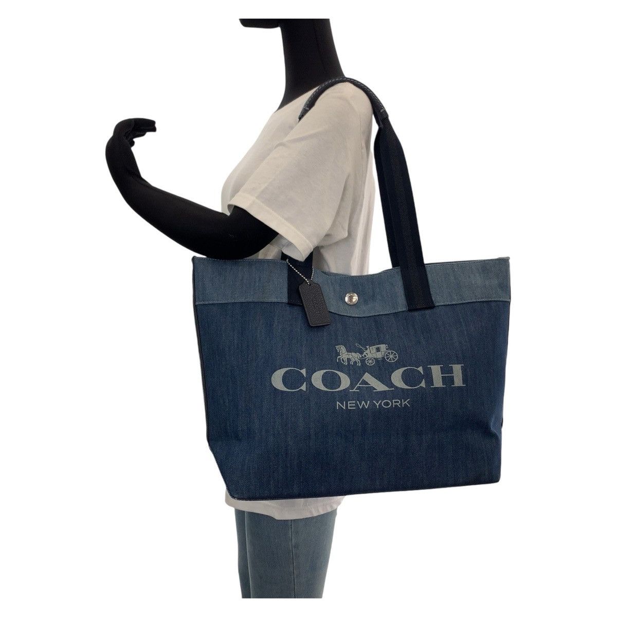 Coach Coach Coach Cotton Denim Horse and Carriage Tote Bag Denim Tote Bag 408579 in Very Good Condition Size ONE SIZE - 10 Thumbnail