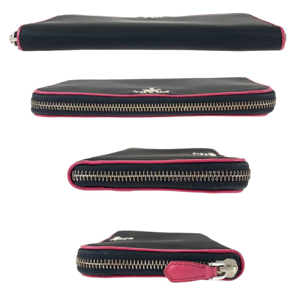 Prada Prada Prada Nylon Tessuto Long Wallet Black Pink Canvas Long Wallet in Very Good Condition Size ONE SIZE - 8 Thumbnail