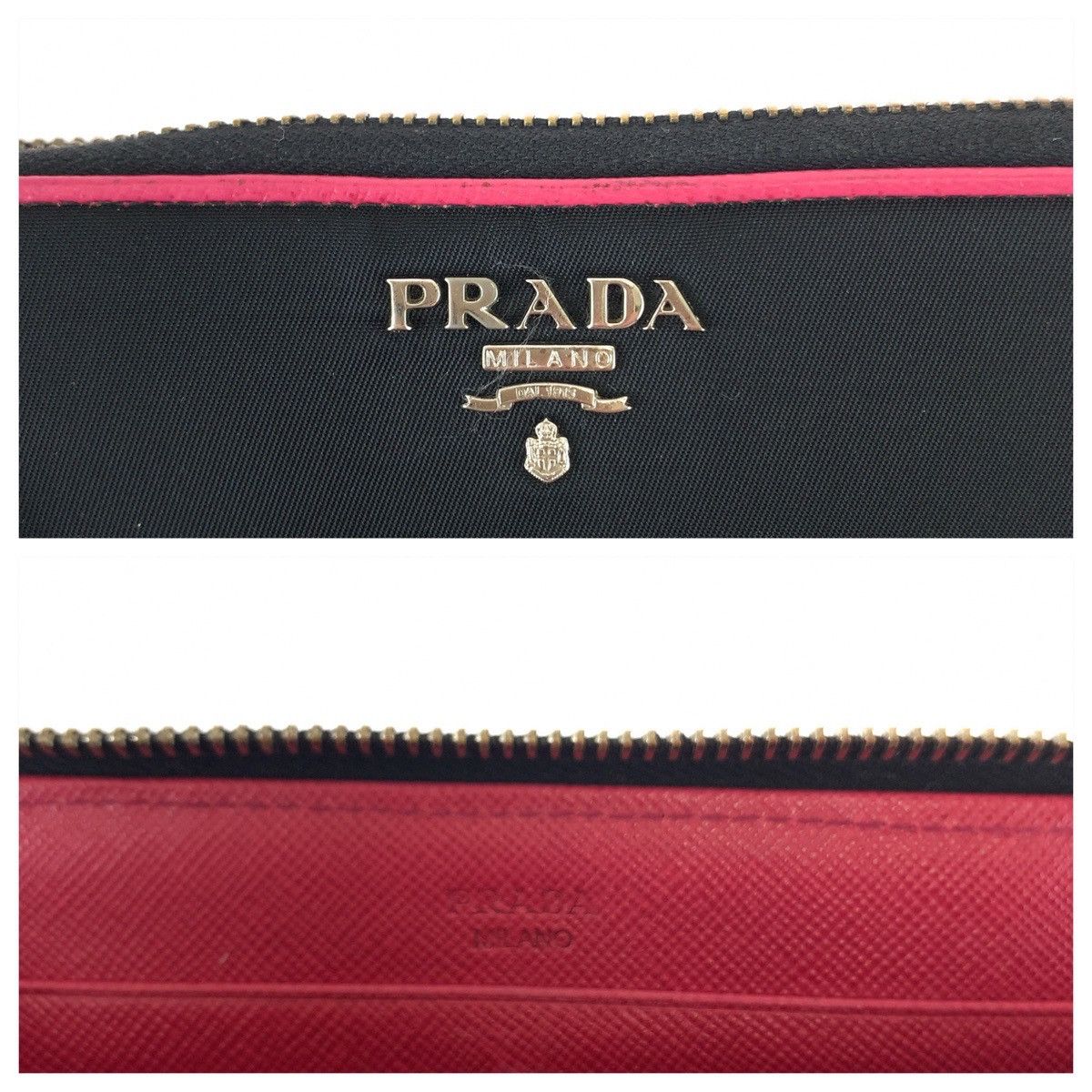 Prada Prada Prada Nylon Tessuto Long Wallet Black Pink Canvas Long Wallet in Very Good Condition Size ONE SIZE - 5 Thumbnail