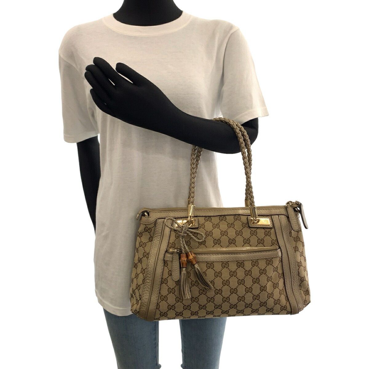 Gucci Gucci Gucci Bella Bamboo Ribbon Tassel Tote Bag Canvas Tote Bag 282300 in Very Good Condition Size ONE SIZE - 7 Thumbnail