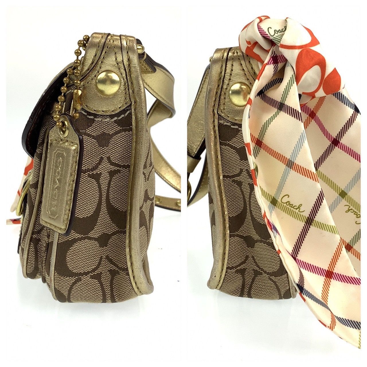 Coach Coach Coach Signature Canvas Leather Shoulder Bag Canvas Crossbody Bag 401751 in Very Good Condition Size ONE SIZE - 3 Thumbnail