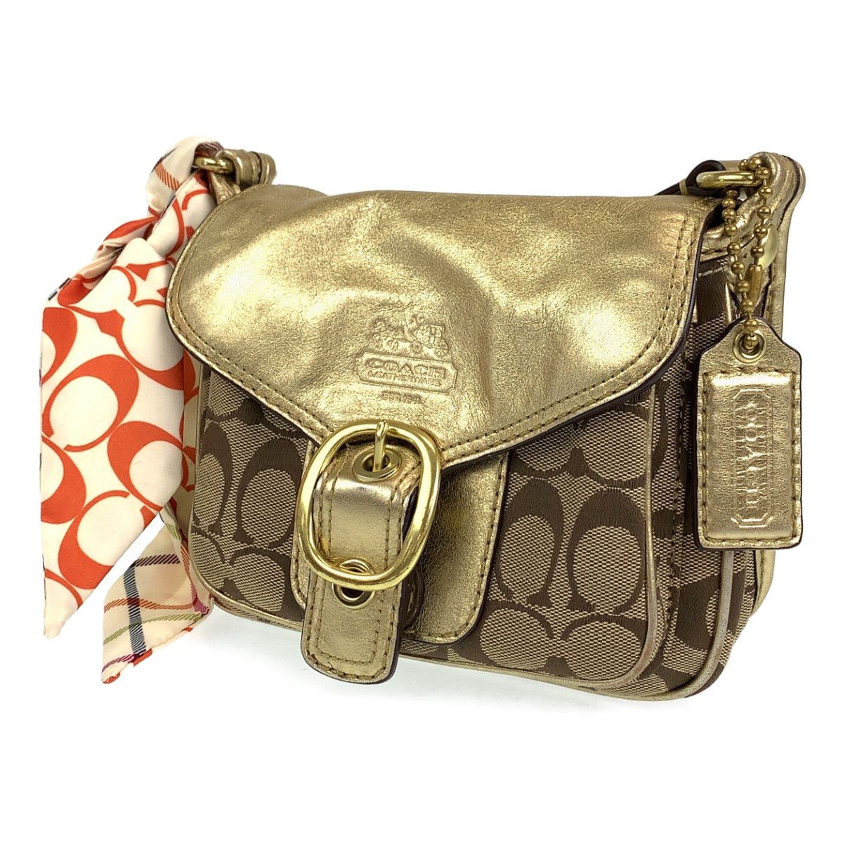 Coach Coach Coach Signature Canvas Leather Shoulder Bag Canvas Crossbody Bag 401751 in Very Good Condition Size ONE SIZE - 8 Thumbnail
