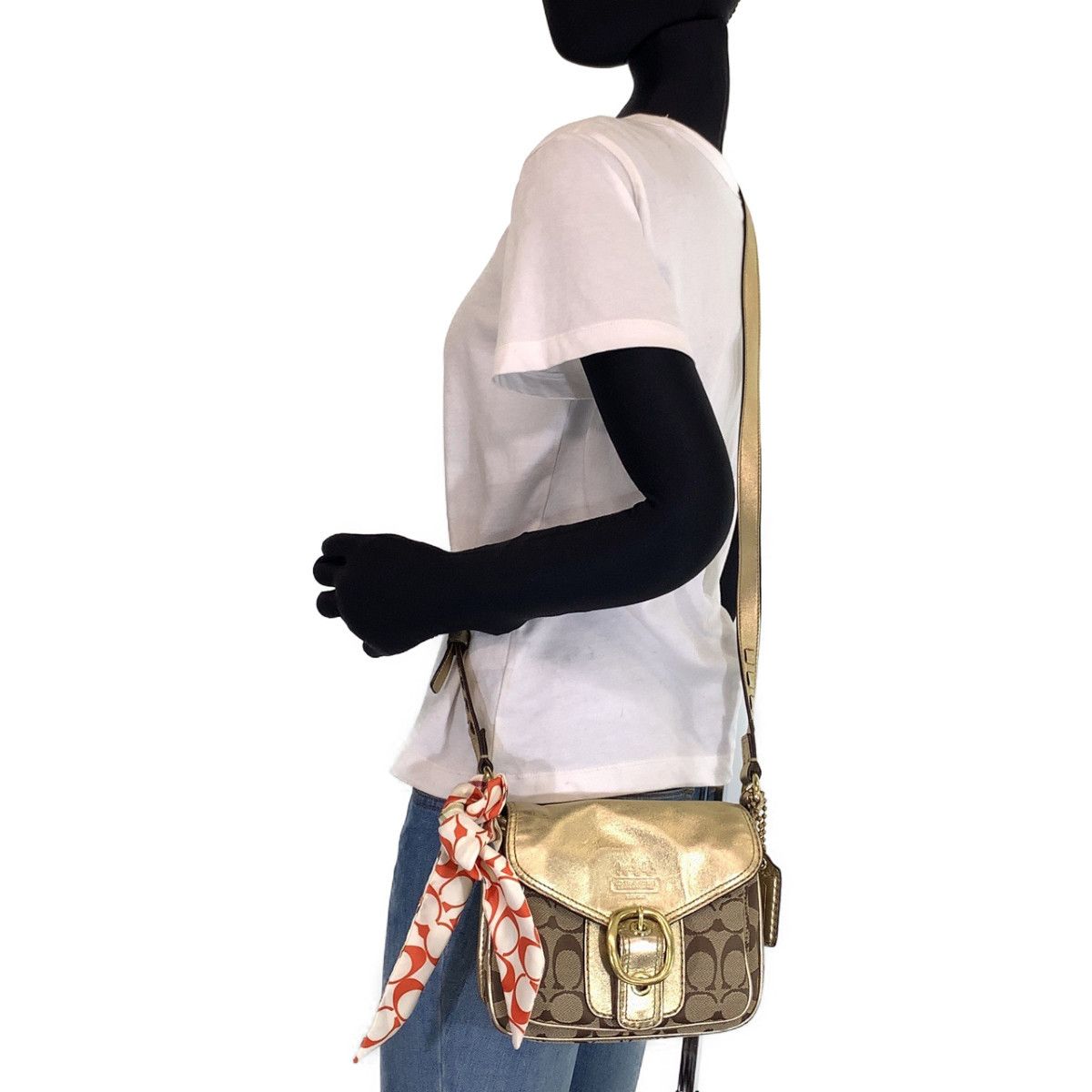 Coach Coach Coach Signature Canvas Leather Shoulder Bag Canvas Crossbody Bag 401751 in Very Good Condition Size ONE SIZE - 5 Thumbnail