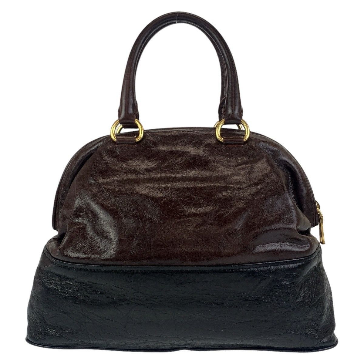 Prada Prada Prada Leather Handbag Brown Black Gold Leather Handbag in Great Condition Size ONE SIZE - 2 Thumbnail