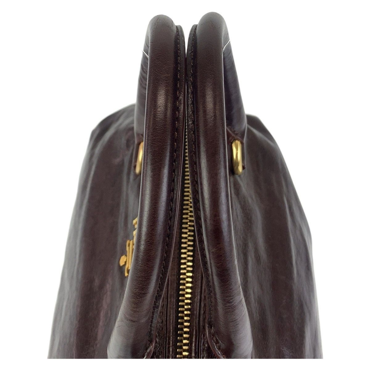 Prada Prada Prada Leather Handbag Brown Black Gold Leather Handbag in Great Condition Size ONE SIZE - 6 Thumbnail