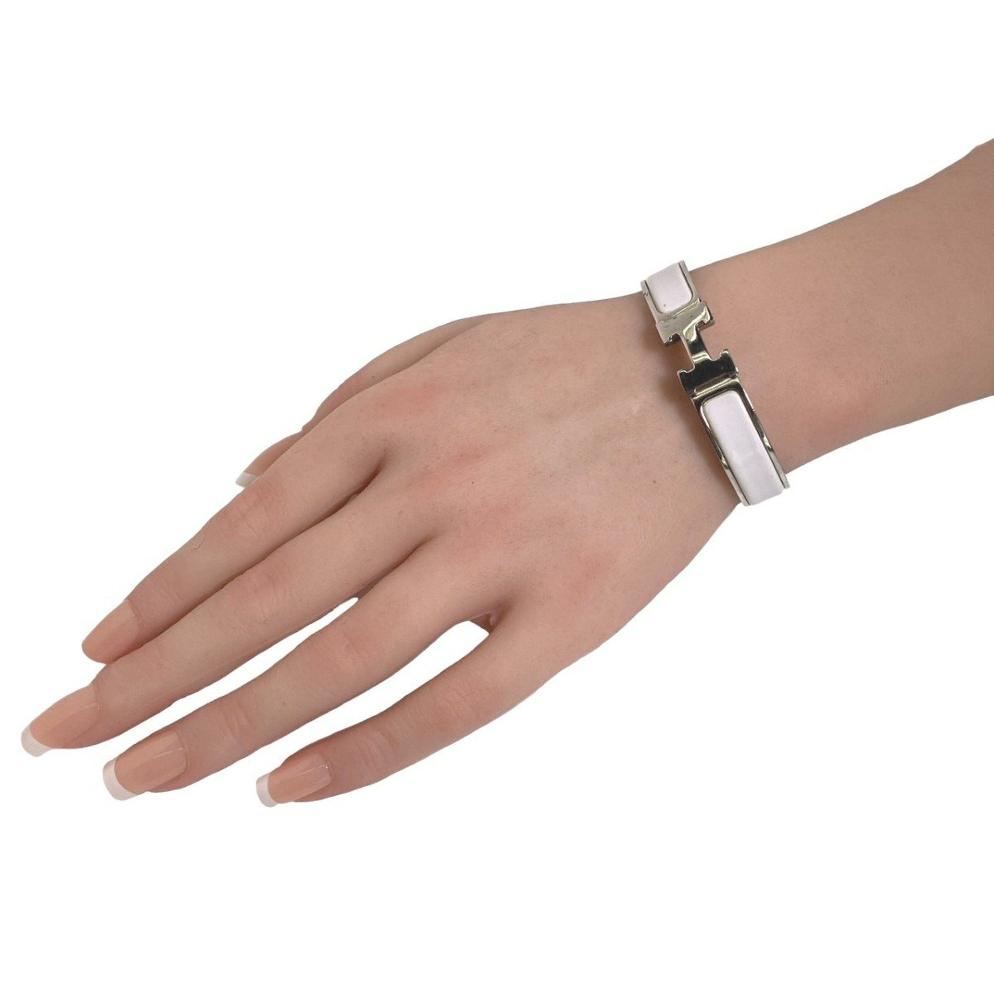 Hermes Hermes Bangle Bracelet Click Clack Metal White x Silver Size ONE SIZE - 6 Thumbnail