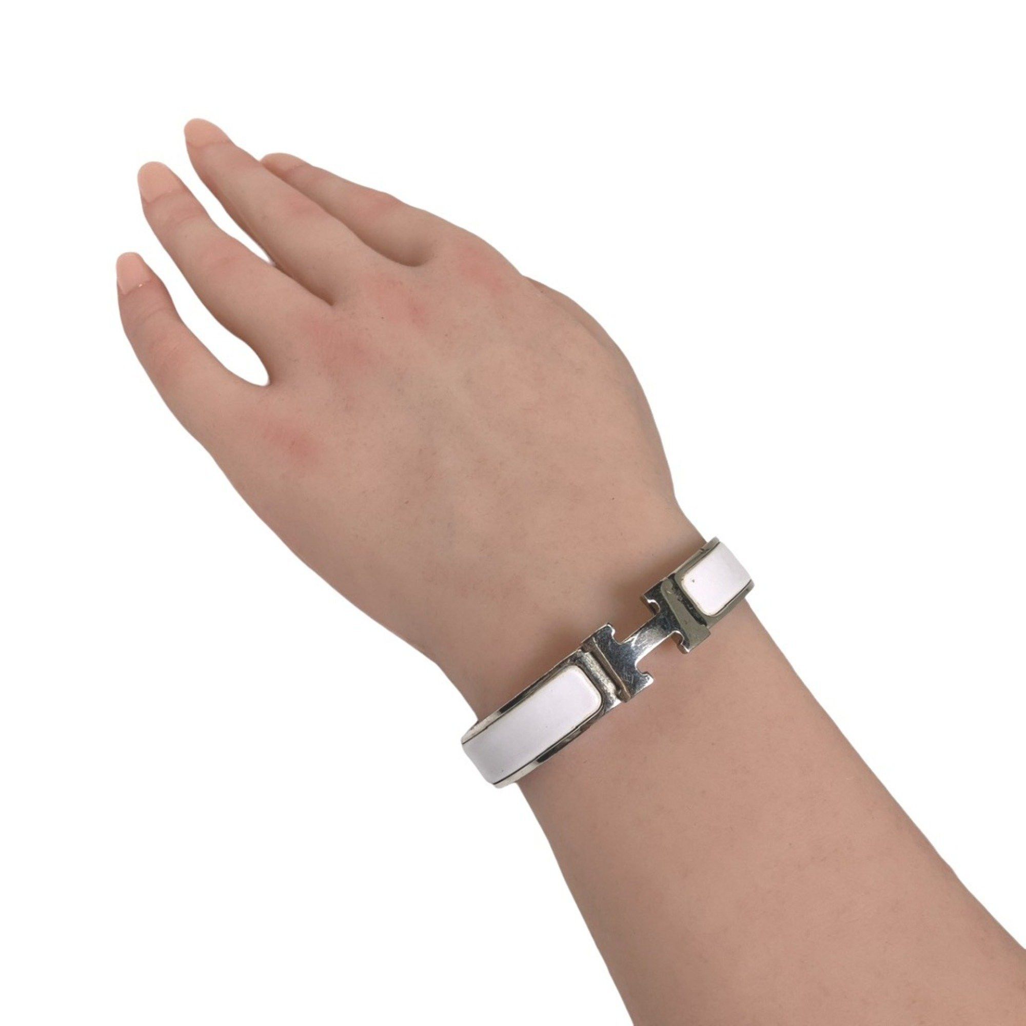 Hermes Hermes Bangle Bracelet Click Clack Metal White x Silver Size ONE SIZE - 10 Thumbnail