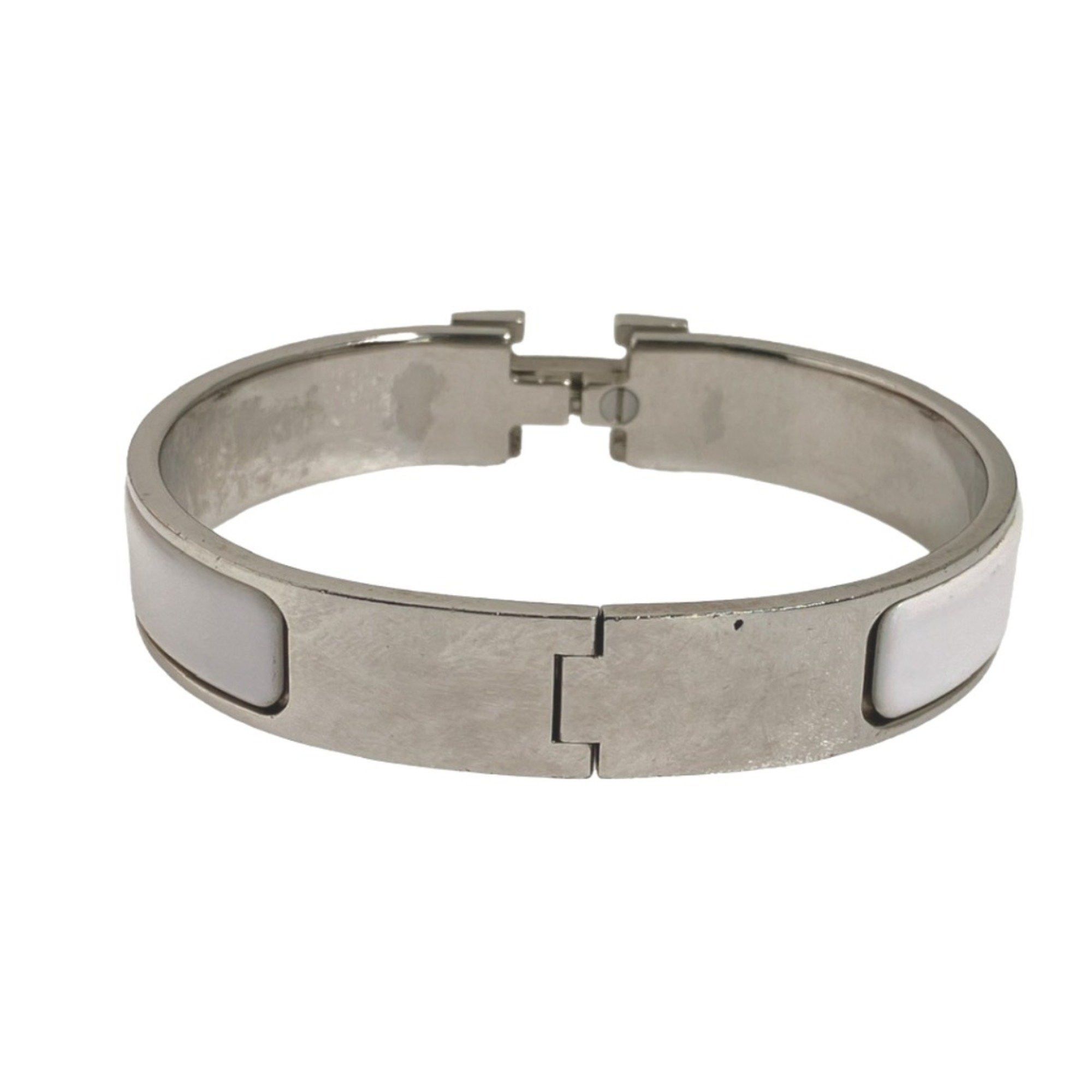 Hermes Hermes Bangle Bracelet Click Clack Metal White x Silver Size ONE SIZE - 5 Thumbnail