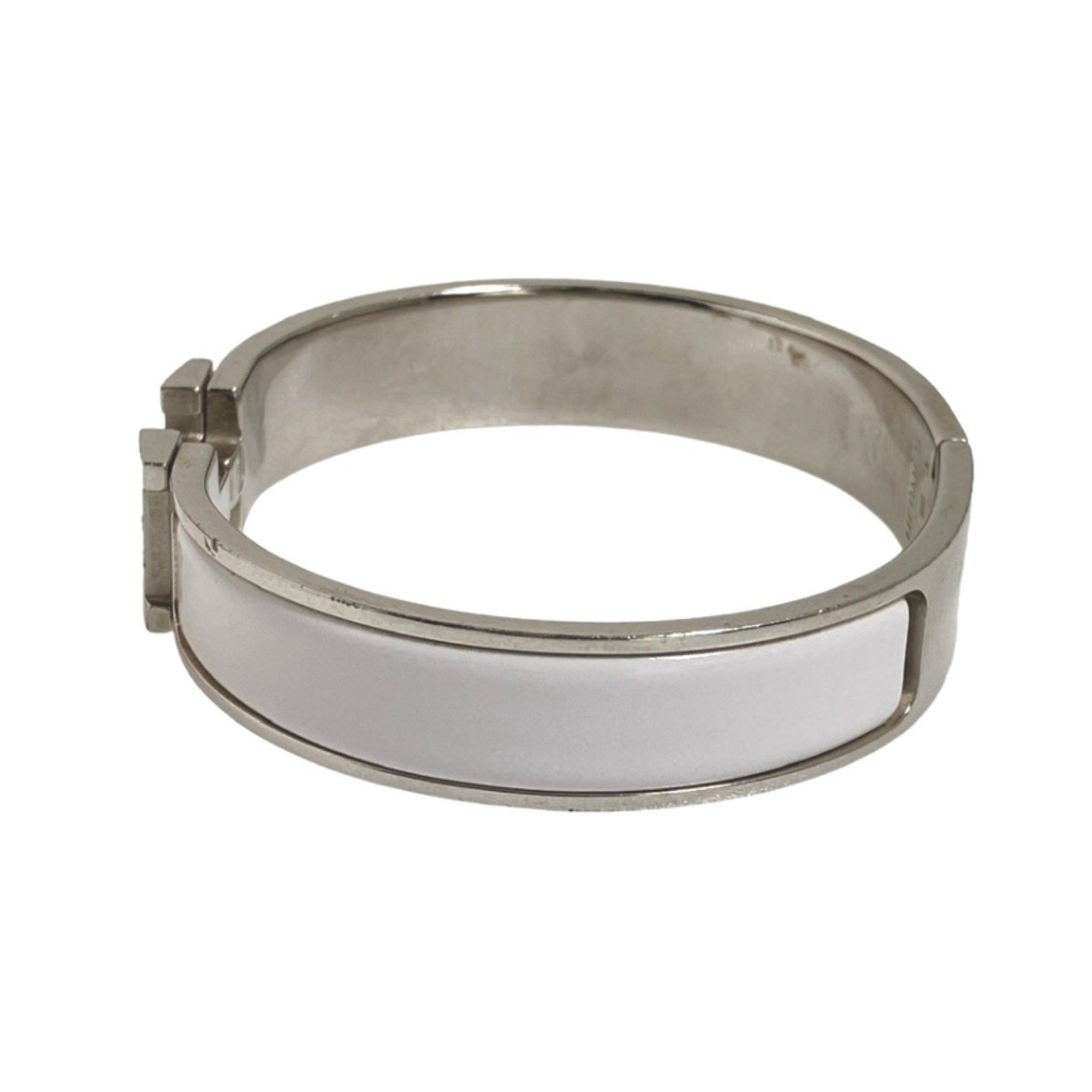 Hermes Hermes Bangle Bracelet Click Clack Metal White x Silver Size ONE SIZE - 4 Thumbnail