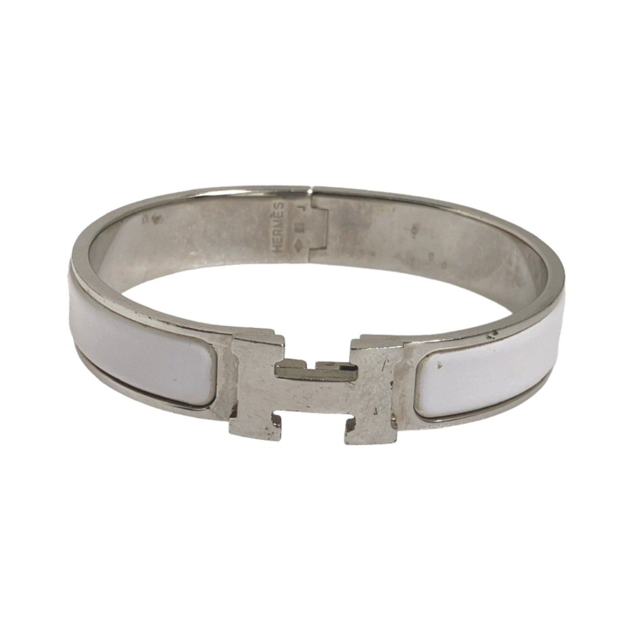 Hermes Hermes Bangle Bracelet Click Clack Metal White x Silver Size ONE SIZE - 2 Thumbnail