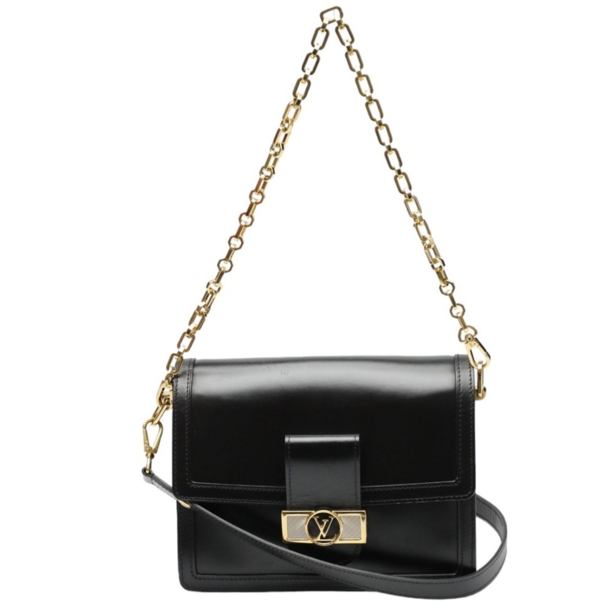 Louis Vuitton Louis Vuitton Shoulder Bag Dauphine MM LV Lock Chain Calfskin M55821 Noir Size ONE SIZE - 3 Thumbnail
