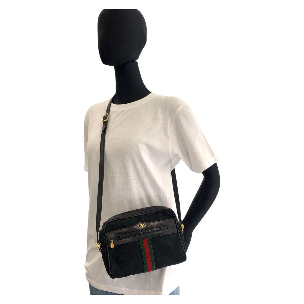 Gucci Gucci Gucci Vintage GG Canvas Leather Shoulder Bag Canvas Crossbody Bag 370013653 Size ONE SIZE - 8 Thumbnail