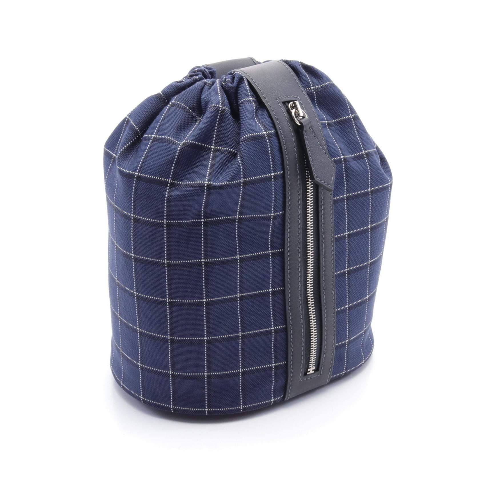 Hermes Hermes Tattersall Trek-H Pouch Canvas Vanity Bag in Excellent Condition Size ONE SIZE - 2 Thumbnail