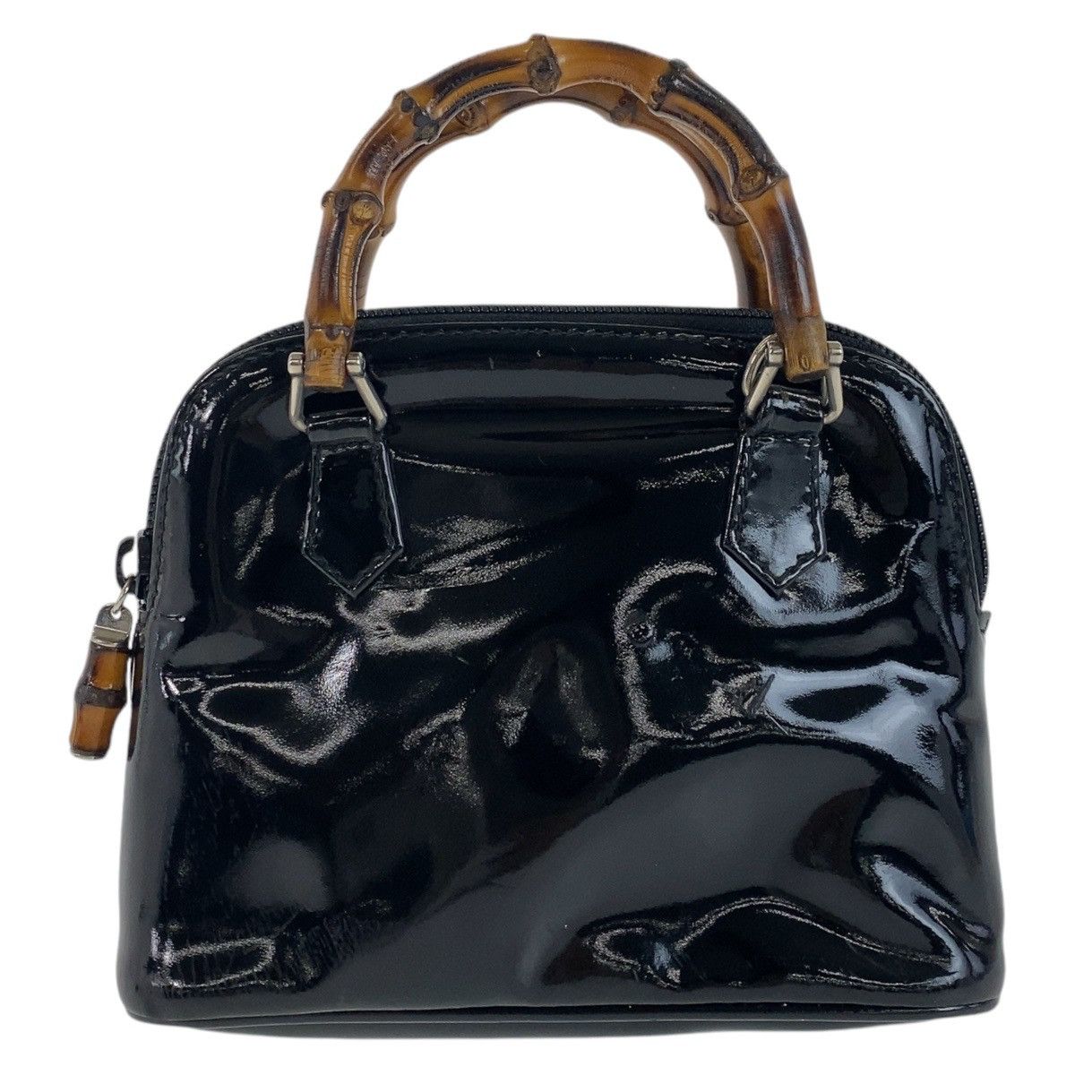 Gucci Gucci Gucci Bamboo Mini Handbag Black Patent Others Handbag 00710140231 in Very Good Condition Size ONE SIZE - 2 Thumbnail