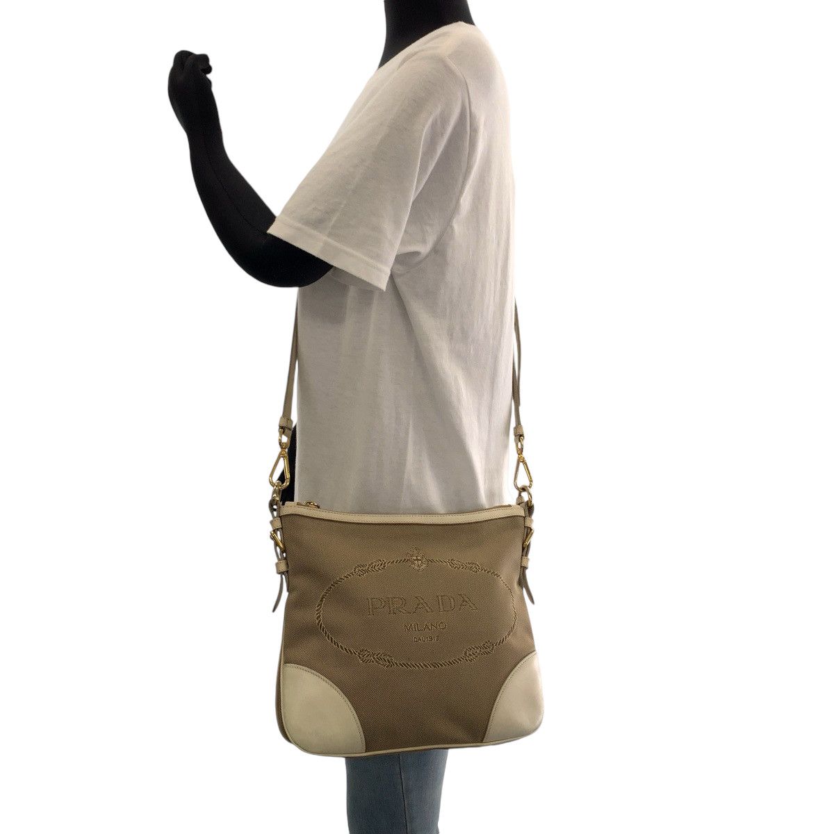 Prada Prada Prada Canvas Logo Jacquard Shoulder Bag BT0867 Canvas Crossbody Bag BT0867 in Very Good Condition Size ONE SIZE - 7 Thumbnail