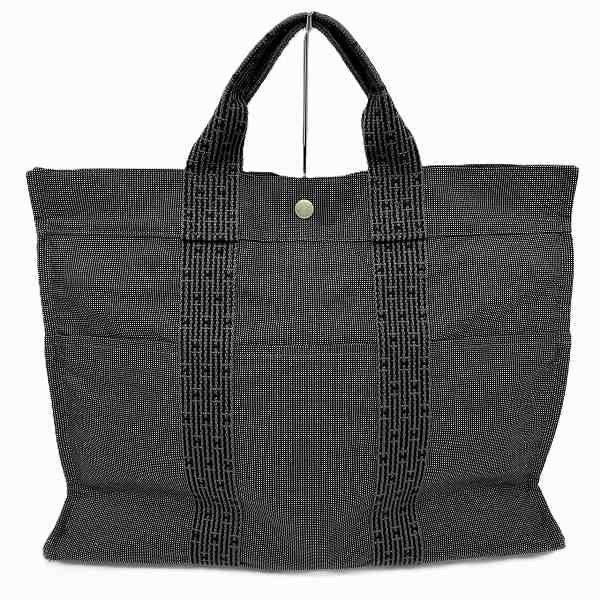 Hermes Hermes Hermes Herline MM Tote Bag Dark Gray Canvas Tote Bag in Good Condition Size ONE SIZE - 2 Thumbnail