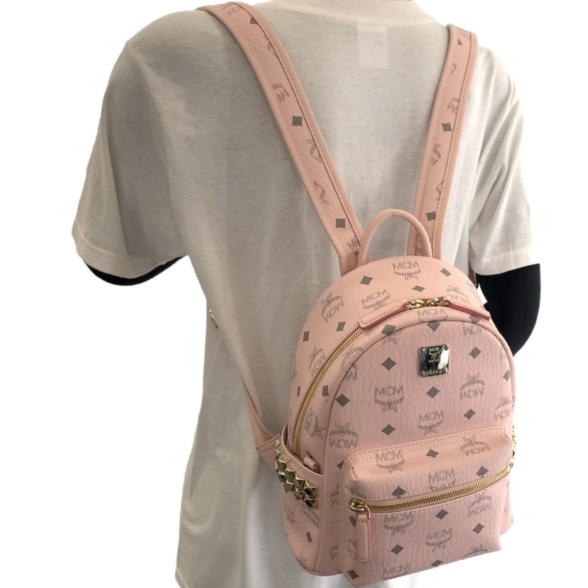MCM MCM MCM Visetos Leather Backpack Pink Gold Leather Backpack in Very Good Condition Size ONE SIZE - 7 Thumbnail