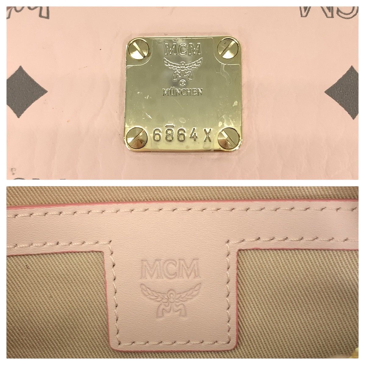 MCM MCM MCM Visetos Leather Backpack Pink Gold Leather Backpack in Very Good Condition Size ONE SIZE - 4 Thumbnail