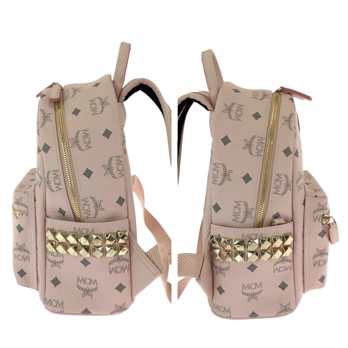 MCM MCM MCM Visetos Leather Backpack Pink Gold Leather Backpack in Very Good Condition Size ONE SIZE - 8 Thumbnail