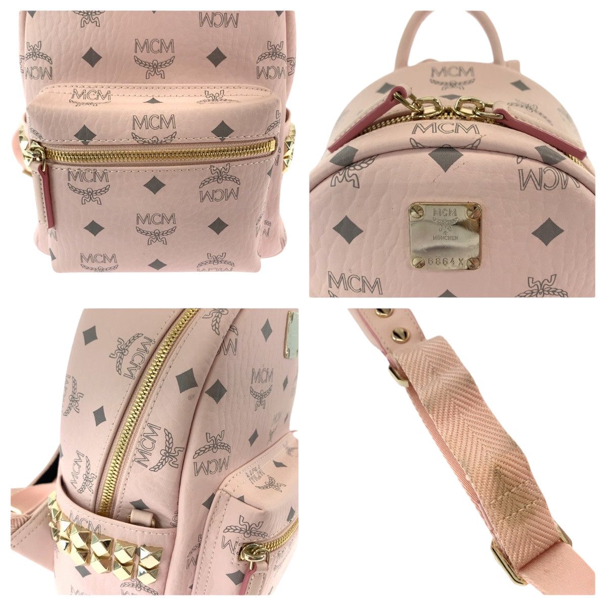 MCM MCM MCM Visetos Leather Backpack Pink Gold Leather Backpack in Very Good Condition Size ONE SIZE - 5 Thumbnail