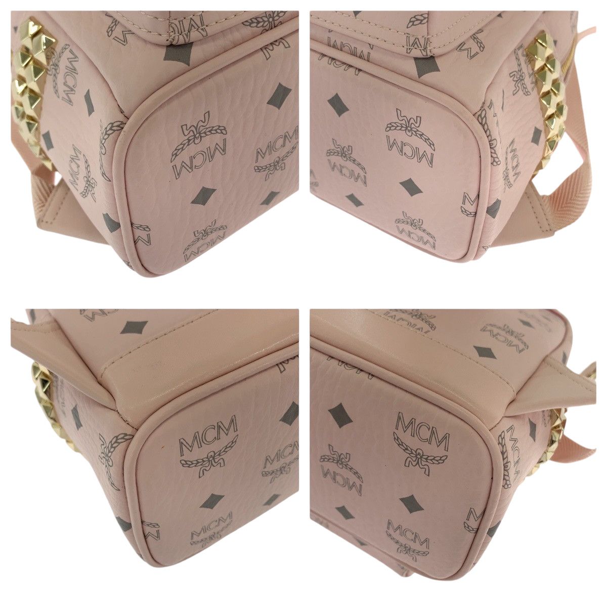 MCM MCM MCM Visetos Leather Backpack Pink Gold Leather Backpack in Very Good Condition Size ONE SIZE - 3 Thumbnail