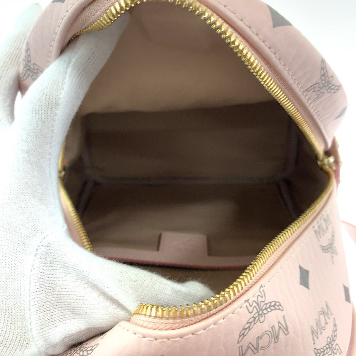 MCM MCM MCM Visetos Leather Backpack Pink Gold Leather Backpack in Very Good Condition Size ONE SIZE - 9 Thumbnail