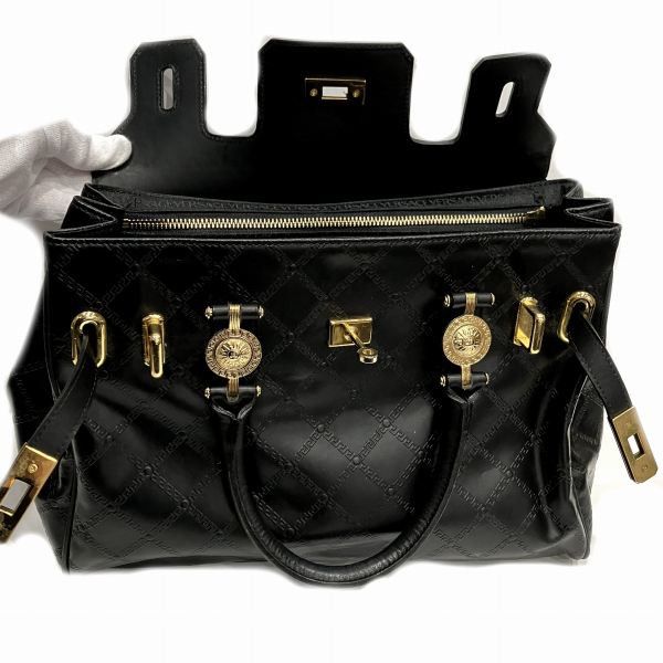 Versace Versace Versace Sunburst Leather Black Handbag Leather Handbag in Good Condition Size ONE SIZE - 8 Thumbnail