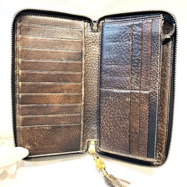 Gucci Gucci Gucci Canvas Leather Bamboo Tassel Wallet Canvas Long Wallet 232977 in Fair Condition Size ONE SIZE - 2 Thumbnail