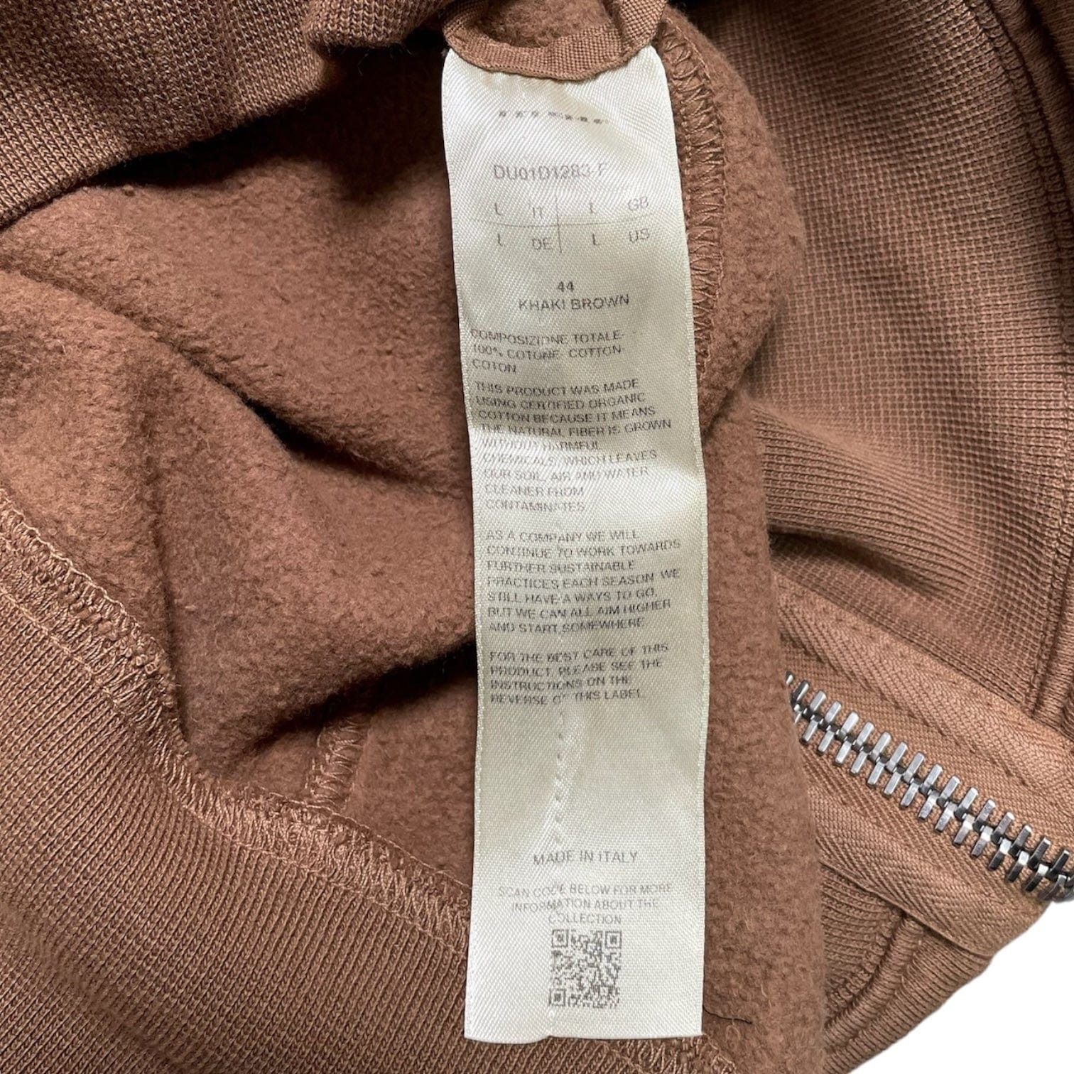 Rick Owens DRKSHDW Jumbo Gimp Zipped Hooded Sweatshirt Khaki Brown Size US L / EU 52-54 / 3 - 5 Thumbnail