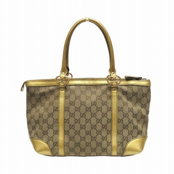 Gucci Gucci Gucci Canvas Leather Heart Shape Interlocking Tote Canvas Tote Bag 257069 in Good Condition Size ONE SIZE - 2 Thumbnail