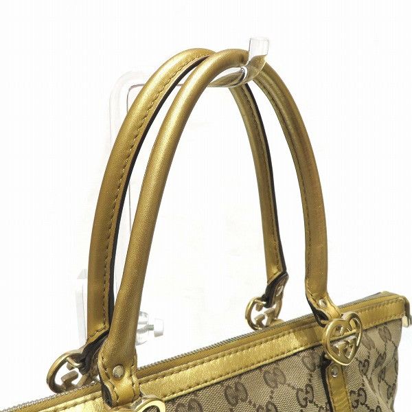 Gucci Gucci Gucci Canvas Leather Heart Shape Interlocking Tote Canvas Tote Bag 257069 in Good Condition Size ONE SIZE - 9 Thumbnail