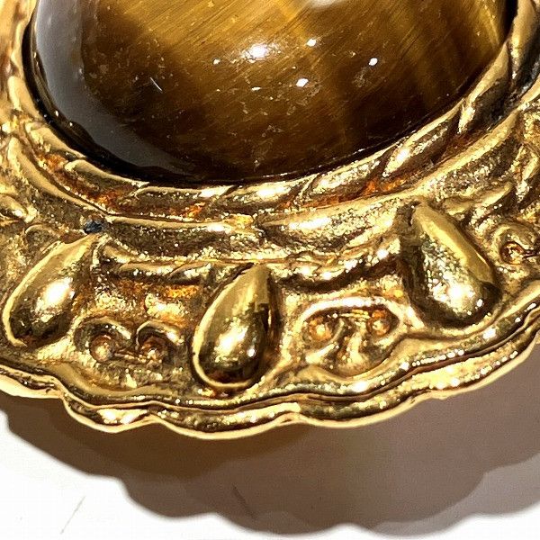 Chanel Chanel Chanel Tiger Eye Stone Metal Clip Earrings Metal Earrings in Great Condition Size ONE SIZE - 9 Thumbnail