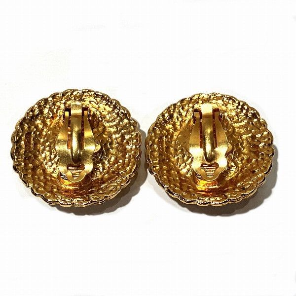 Chanel Chanel Chanel Tiger Eye Stone Metal Clip Earrings Metal Earrings in Great Condition Size ONE SIZE - 2 Thumbnail