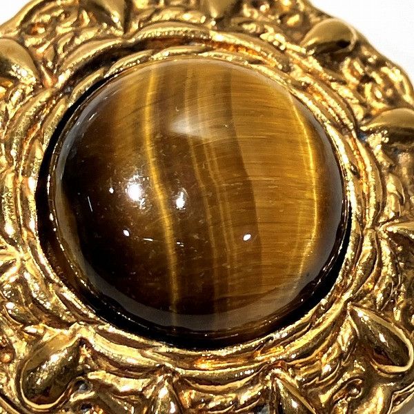 Chanel Chanel Chanel Tiger Eye Stone Metal Clip Earrings Metal Earrings in Great Condition Size ONE SIZE - 8 Thumbnail