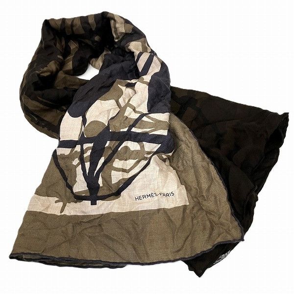 Hermes Hermes Hermes Crazy Printer Scarf Canvas Scarf in Good Condition Size ONE SIZE - 9 Thumbnail