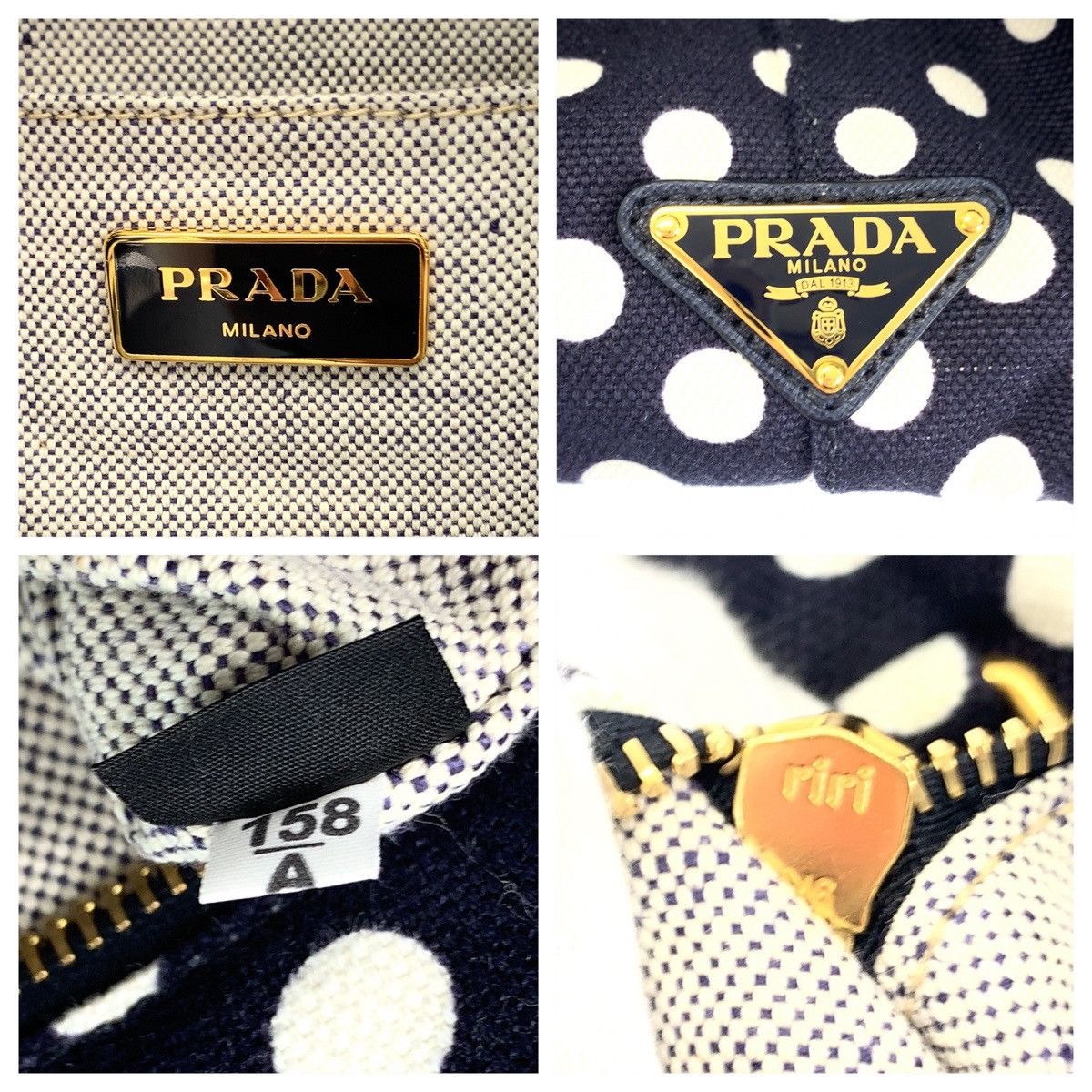Prada Prada Prada Dot Canvas Tote Bag BN1872 Canvas Tote Bag BN1872 in Very Good Condition Size ONE SIZE - 4 Thumbnail