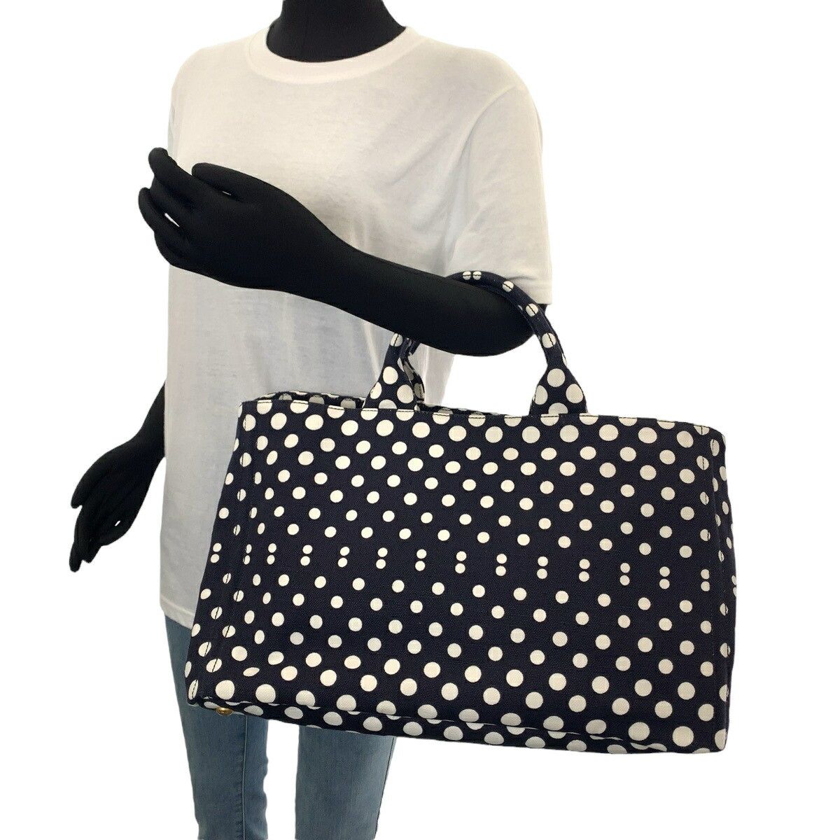Prada Prada Prada Dot Canvas Tote Bag BN1872 Canvas Tote Bag BN1872 in Very Good Condition Size ONE SIZE - 7 Thumbnail