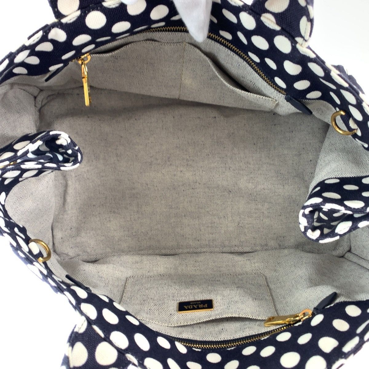 Prada Prada Prada Dot Canvas Tote Bag BN1872 Canvas Tote Bag BN1872 in Very Good Condition Size ONE SIZE - 9 Thumbnail