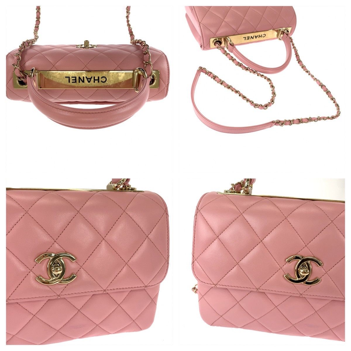 Chanel Chanel Chanel Lambskin Matelasse Turn Lock Handbag Leather Handbag in Great Condition Size ONE SIZE - 6 Thumbnail