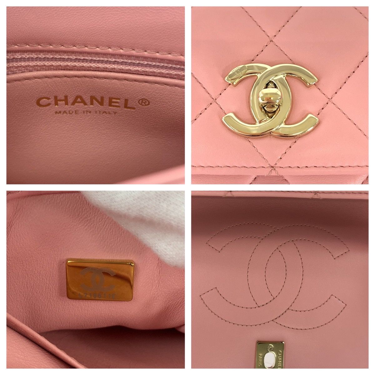 Chanel Chanel Chanel Lambskin Matelasse Turn Lock Handbag Leather Handbag in Great Condition Size ONE SIZE - 4 Thumbnail