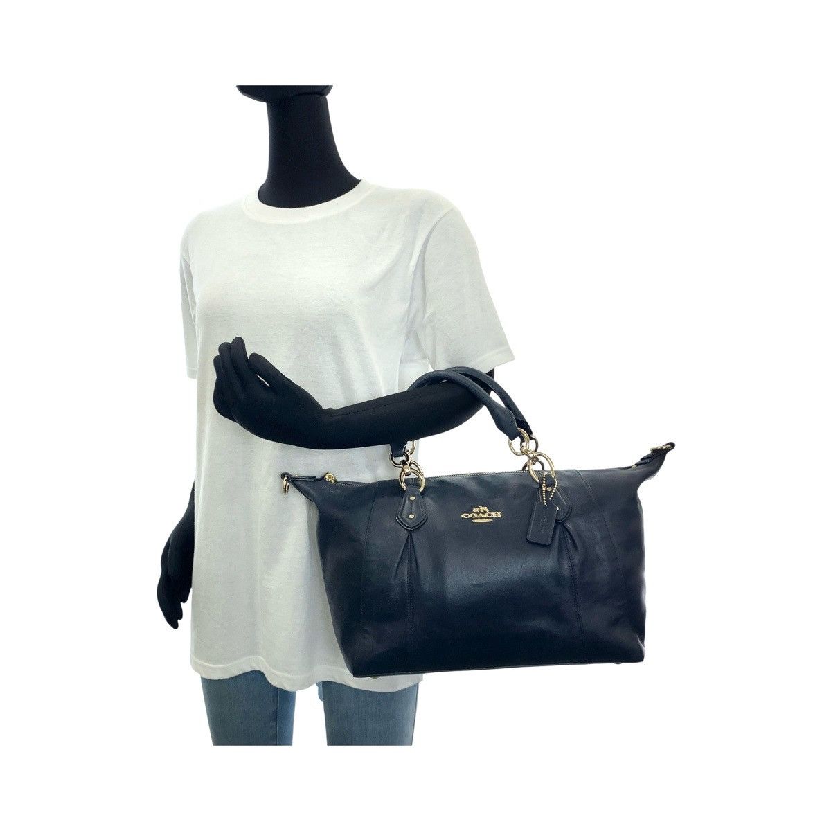 Coach Coach Coach Leather Tote Bag Navy Gold Hardware Leather Tote Bag in Very Good Condition Size ONE SIZE - 7 Thumbnail