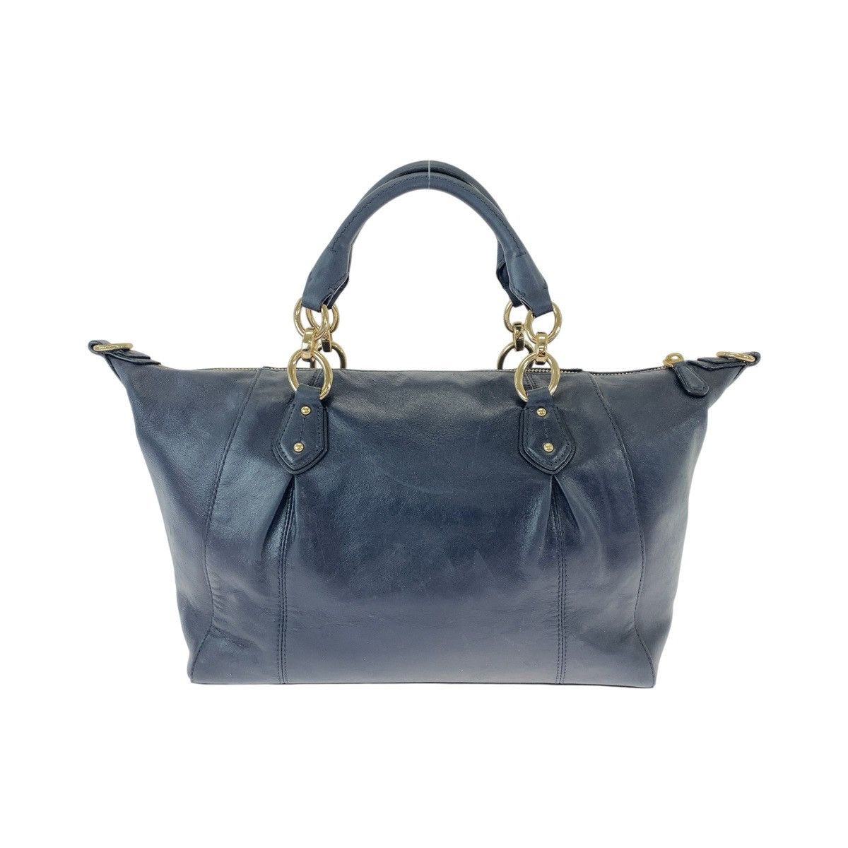 Coach Coach Coach Leather Tote Bag Navy Gold Hardware Leather Tote Bag in Very Good Condition Size ONE SIZE - 2 Thumbnail