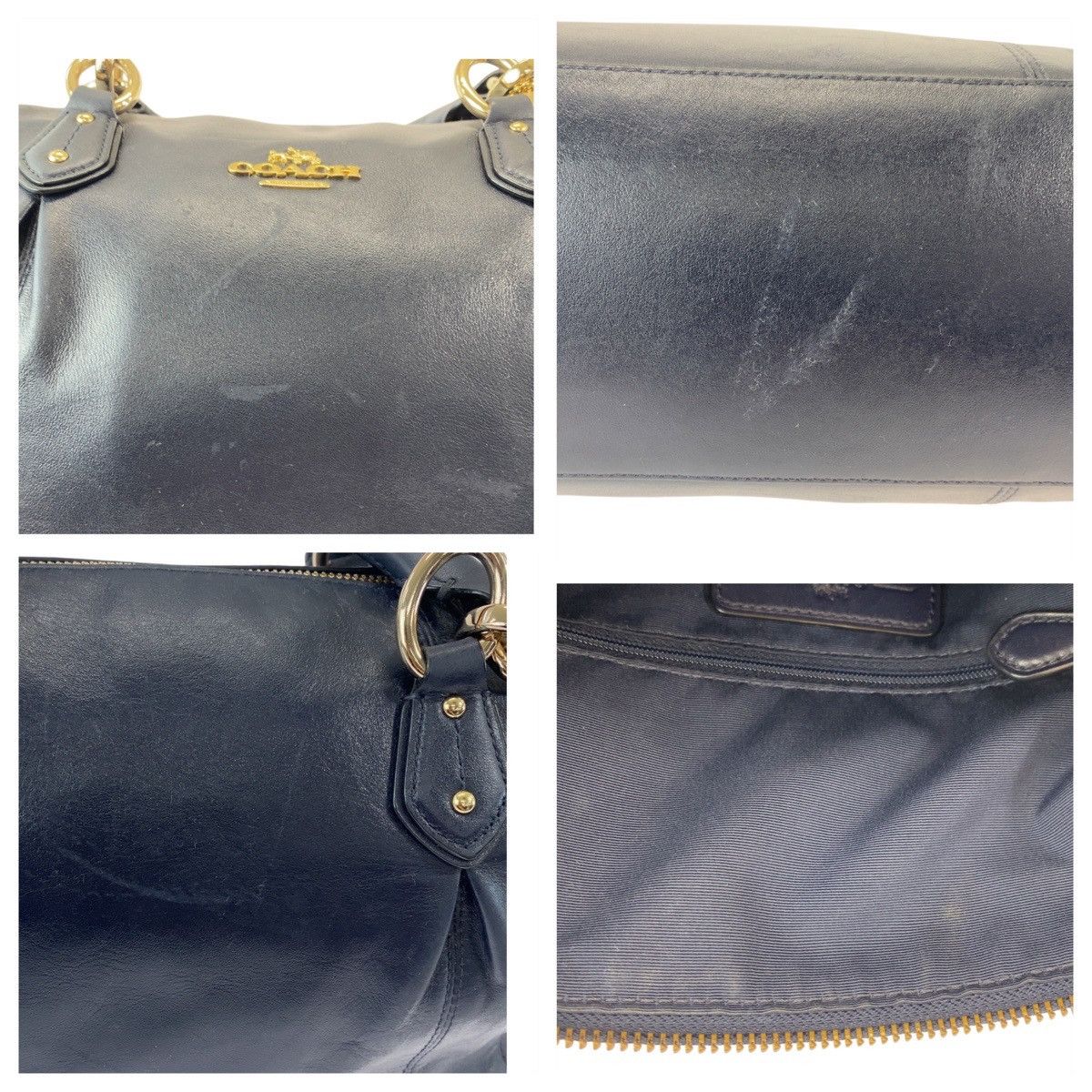 Coach Coach Coach Leather Tote Bag Navy Gold Hardware Leather Tote Bag in Very Good Condition Size ONE SIZE - 5 Thumbnail
