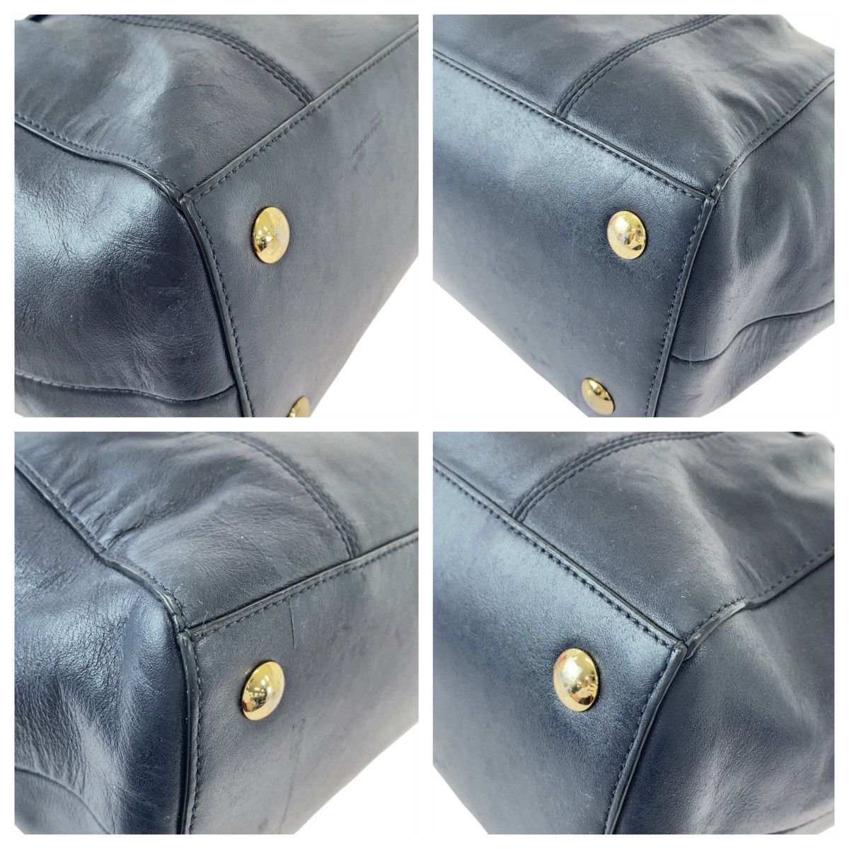 Coach Coach Coach Leather Tote Bag Navy Gold Hardware Leather Tote Bag in Very Good Condition Size ONE SIZE - 3 Thumbnail