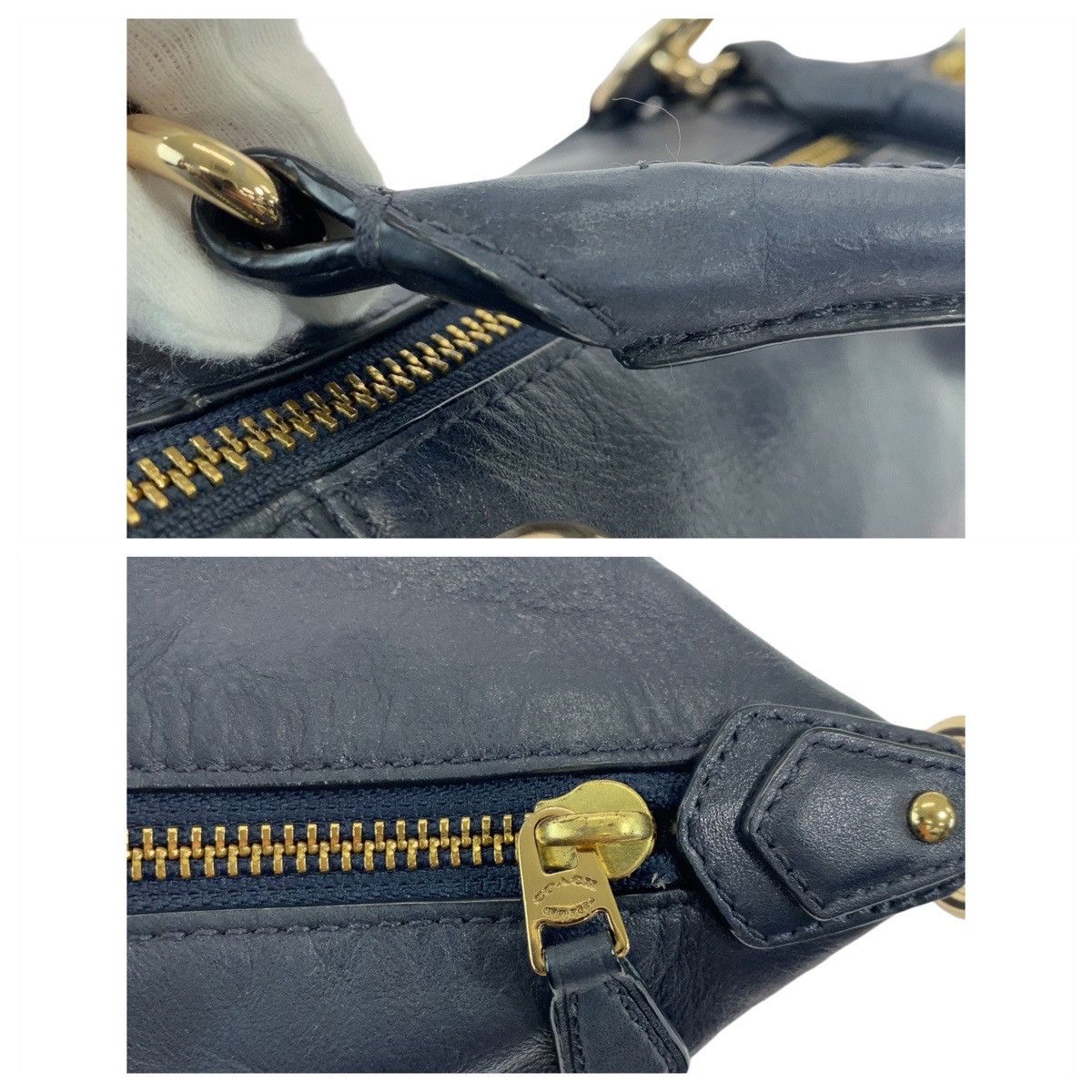 Coach Coach Coach Leather Tote Bag Navy Gold Hardware Leather Tote Bag in Very Good Condition Size ONE SIZE - 6 Thumbnail